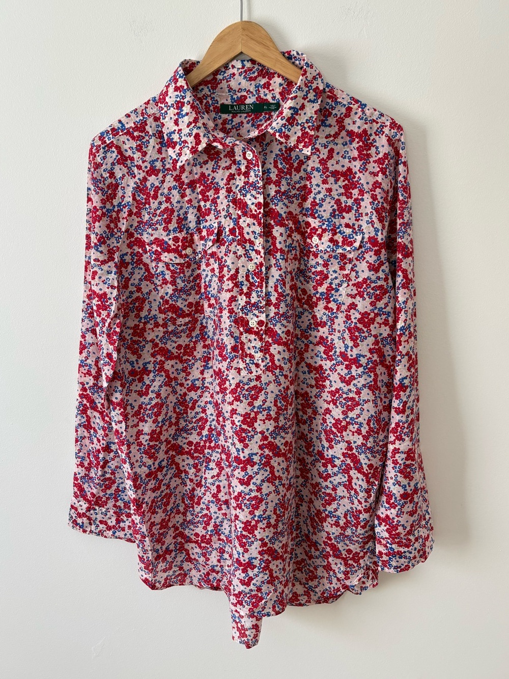 Lauren Ralph Lauren Pink Floral Tunic with button placket